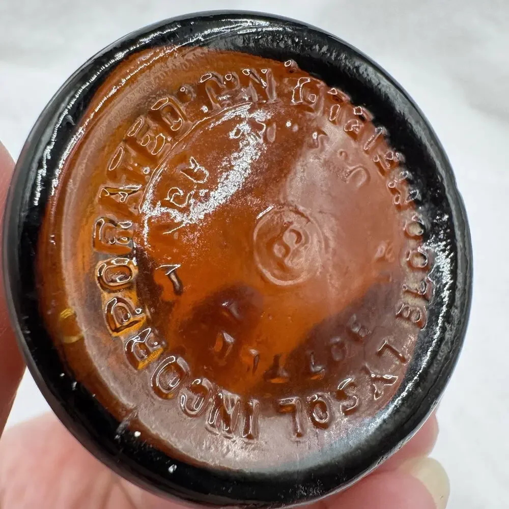 Vintage Amber Lysol Disinfectant Glass Bottle Small Empty Apothecary